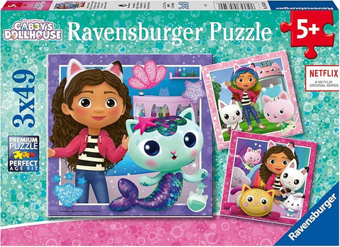 Gabby’s Dollhouse “It’s Meow Time!” 3×49‑Piece Puzzle Set
