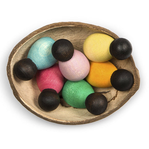 Grapat Dark Baby Nins – Wooden Peg Dolls in Rainbow Colors 