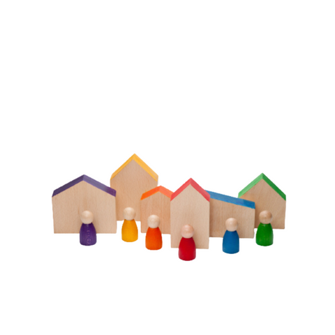 Grapat Houses & Nins – Rainbow Wooden Houses & Figures