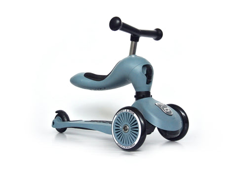 Scoot&Ride 2-in-1 Highwaykick 1 & Helmet S-M Steel Bundle