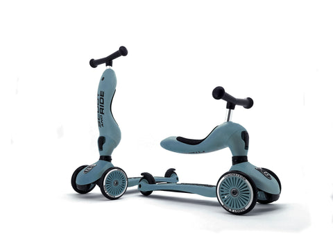 Scoot&Ride 2-in-1 Highwaykick 1 & Helmet S-M Steel Bundle