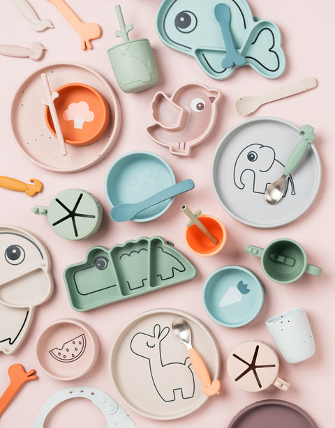 Silicone Stick&Stay Snack Plate Croco Green