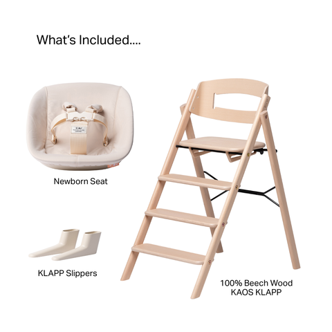 KAOS KLAPP High Chair Beech Natural + Newborn Seat