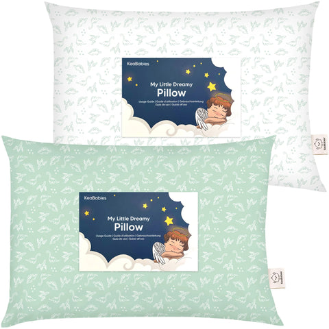 KeaBabies Toddler Pillows 2 Pack, Kids Travel Bed Pillow, Soft Breathable Sleeping Pillow for Toddlers, Preschool Nap Pillow, Dinoland