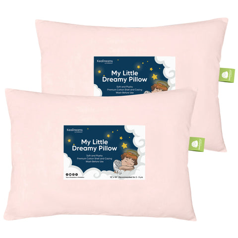 KeaBabies Toddler Pillows 2 Pack, Kids Travel Bed Pillow, Soft Breathable Sleeping Pillow for Toddlers, Preschool Nap Pillow, Mist Pink