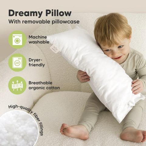 KeaBabies Buddy Toddler Pillow, Slumber, Soft Ergonomic Baby Pillow, Gentle Neck Support for Toddlers, Breathable Travel & Sleep Essentials