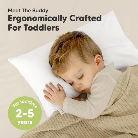 KeaBabies Buddy Toddler Pillow, Slumber, Soft Ergonomic Baby Pillow, Gentle Neck Support for Toddlers, Breathable Travel & Sleep Essentials