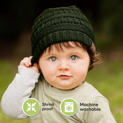 KeaBabies 3-Pack Warmzy Baby Beanies, Soft Newborn Beanie Hats for Infants, Stretchy Warm Baby Caps for Everyday Wear, Tea Rose, Medium