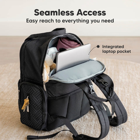 KeaBabies Bree Diaper Backpack, Charcoal, Multi-Functional, Large Capacity, Waterproof, Organized Baby Bag, Travel-Friendly for Parents