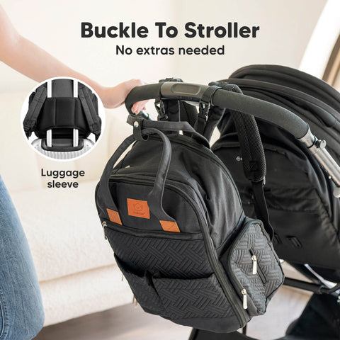 KeaBabies Bree Diaper Backpack, Charcoal, Multi-Functional, Large Capacity, Waterproof, Organized Baby Bag, Travel-Friendly for Parents