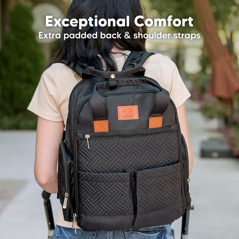 KeaBabies Bree Diaper Backpack, Charcoal, Multi-Functional, Large Capacity, Waterproof, Organized Baby Bag, Travel-Friendly for Parents