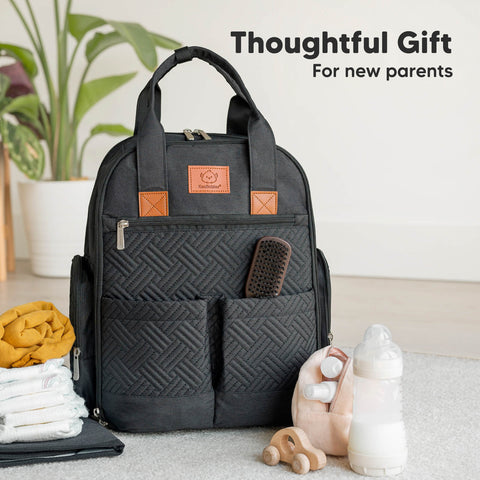 KeaBabies Bree Diaper Backpack, Charcoal, Multi-Functional, Large Capacity, Waterproof, Organized Baby Bag, Travel-Friendly for Parents