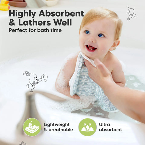 KeaBabies 6-Pack Cami Baby Washcloths, Ultra Soft Absorbent Baby Wash Cloth Set for Bath Time, Feeding & Daily Care, Sweet Charm
