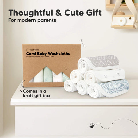 KeaBabies 6-Pack Cami Baby Washcloths, Ultra Soft Absorbent Baby Wash Cloth Set for Bath Time, Feeding & Daily Care, Sweet Charm