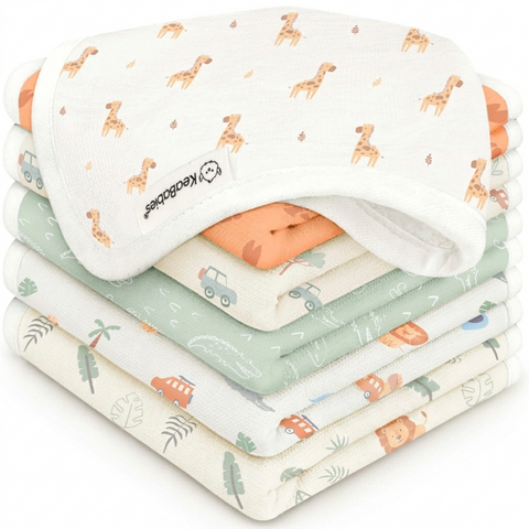 KeaBabies 6-Pack Cami Baby Washcloths, Ultra Soft Absorbent Baby Wash Cloth Set for Bath Time, Feeding & Daily Care, Wilderness