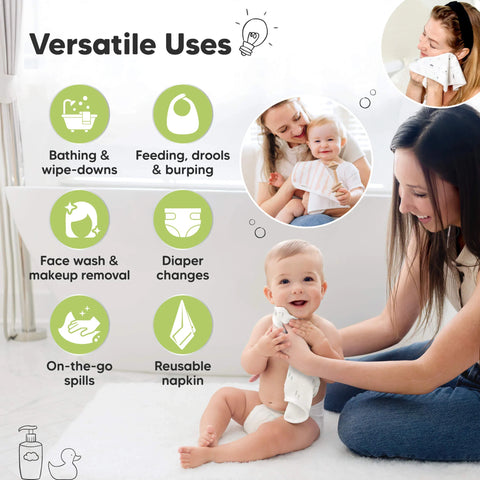 KeaBabies 6-Pack Cami Baby Washcloths, Ultra Soft Absorbent Baby Wash Cloth Set for Bath Time, Feeding & Daily Care, Wilderness