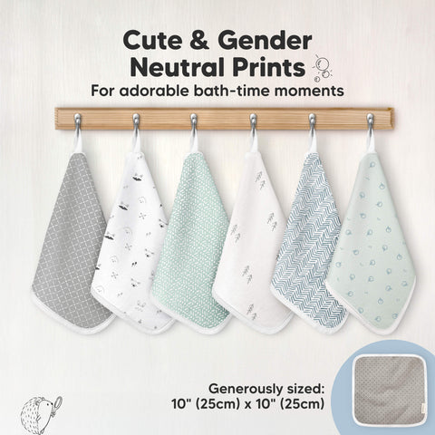 KeaBabies 6-Pack Cami Baby Washcloths, Ultra Soft Absorbent Baby Wash Cloth Set for Bath Time, Feeding & Daily Care, Wilderness