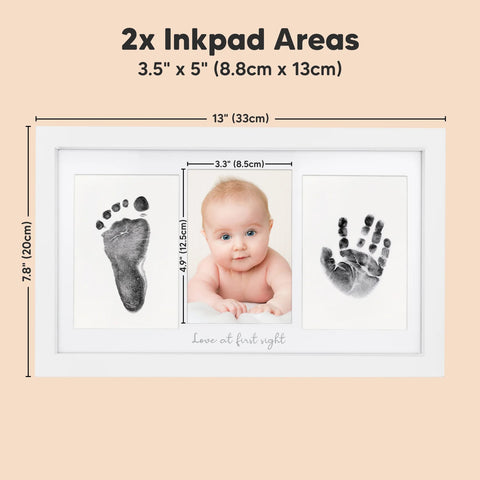 KeaBabies Duo Clean Touch Inkless Hand & Footprint Frame Kit, Alpine White, Capture Baby Memories Without Mess, Safe Inkless Technology, Keepsake Frame, Perfect for Nursery or Baby Shower Gift