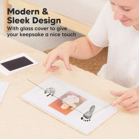 KeaBabies Duo Clean Touch Inkless Hand & Footprint Frame Kit, Alpine White, Capture Baby Memories Without Mess, Safe Inkless Technology, Keepsake Frame, Perfect for Nursery or Baby Shower Gift
