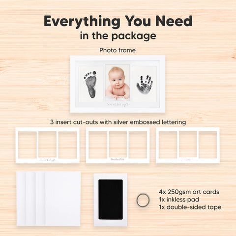 KeaBabies Duo Clean Touch Inkless Hand & Footprint Frame Kit, Alpine White, Capture Baby Memories Without Mess, Safe Inkless Technology, Keepsake Frame, Perfect for Nursery or Baby Shower Gift