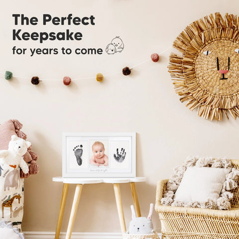 KeaBabies Duo Clean Touch Inkless Hand & Footprint Frame Kit, Alpine White, Capture Baby Memories Without Mess, Safe Inkless Technology, Keepsake Frame, Perfect for Nursery or Baby Shower Gift