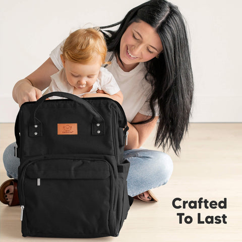 KeaBabies Original Diaper Bag, Coffee Brown, Large, Multi-Functional, Organized Compartments, Durable & Stylish, Travel Baby Bag