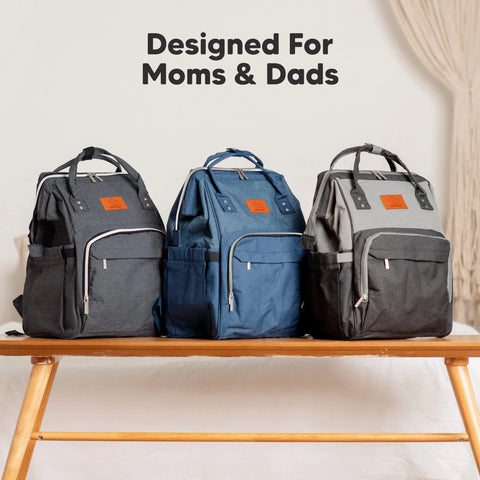 KeaBabies Original Diaper Bag, Graphite, Large, Multi-Functional, Organized Compartments, Durable & Stylish, Travel Baby Bag