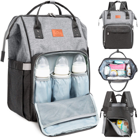 KeaBabies Original Diaper Bag, Graphite, Large, Multi-Functional, Organized Compartments, Durable & Stylish, Travel Baby Bag