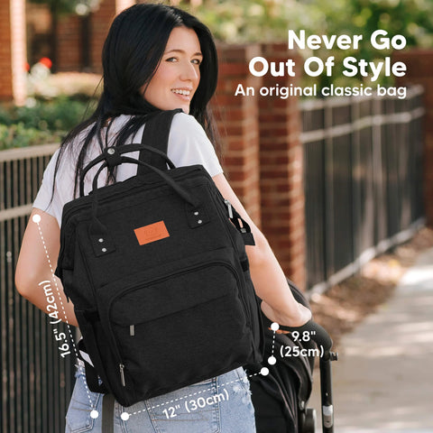 KeaBabies Original Diaper Bag, Graphite, Large, Multi-Functional, Organized Compartments, Durable & Stylish, Travel Baby Bag