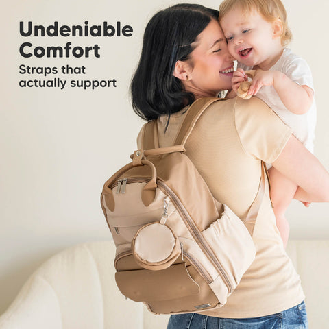 KeaBabies Play Diaper Bag, Latte, Spacious, Multi-Functional, Waterproof, Organized Compartments, Travel-Friendly Baby Bag