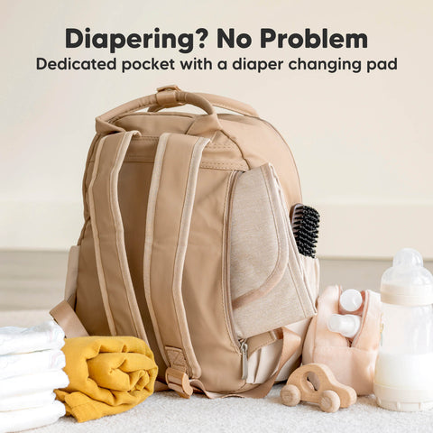 KeaBabies Play Diaper Bag, Latte, Spacious, Multi-Functional, Waterproof, Organized Compartments, Travel-Friendly Baby Bag