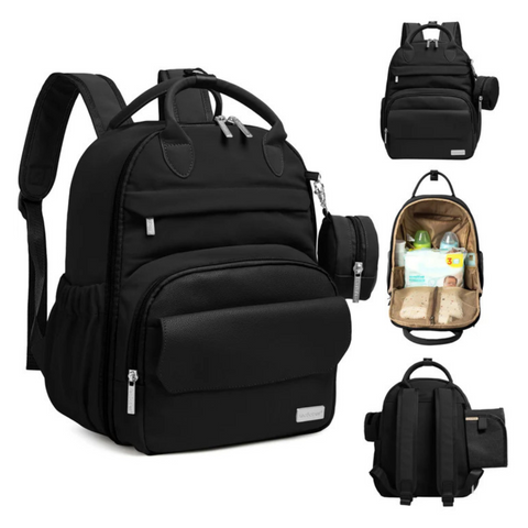 KeaBabies Play Diaper Bag, Trendy Black, Spacious, Multi-Functional, Waterproof, Organized Compartments, Travel-Friendly Baby Bag