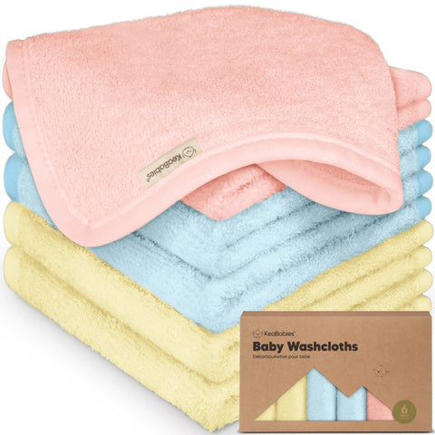 KeaBabies Deluxe Baby Washcloths, Soft Absorbent Cotton Wash Cloths for Newborns and Infants, Gentle on Sensitive Skin, Candy Pop