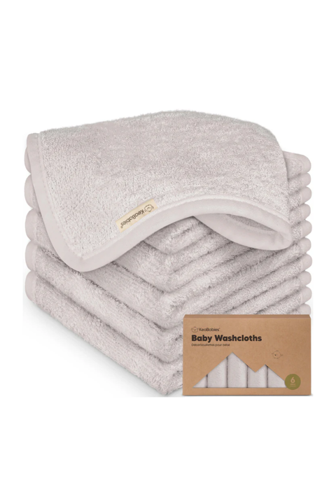 KeaBabies Deluxe Baby Washcloths, Soft Absorbent Cotton Wash Cloths for Newborns and Infants, Gentle on Sensitive Skin, Heather