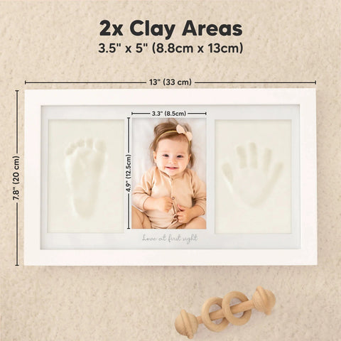 KeaBabies Baby Handprint & Footprint Keepsake Duo Frame, Barnwood, Capture Precious Memories, Safe Inkless Kit, Nursery Display, Personalized Baby Gift