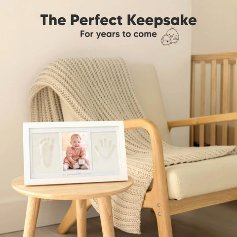 KeaBabies Baby Handprint & Footprint Keepsake Duo Frame, Barnwood, Capture Precious Memories, Safe Inkless Kit, Nursery Display, Personalized Baby Gift