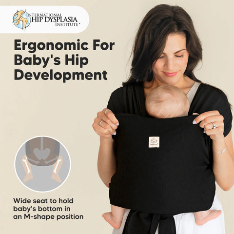 KeaBabies D-Lite Wrap Baby Carrier, Graphite, Ergonomic, Adjustable, Comfortable Infant Wrap, Newborn to Toddler, Hands-Free Babywearing