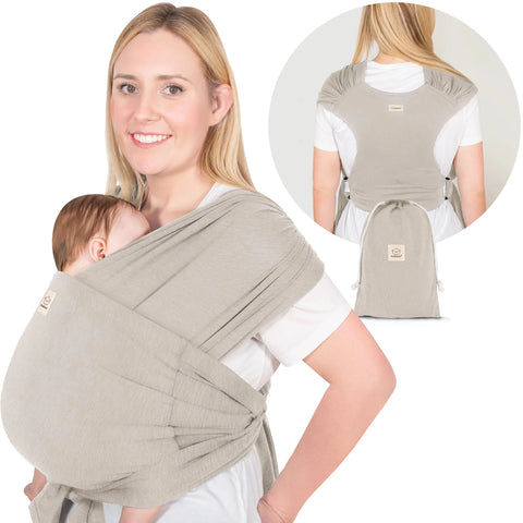 KeaBabies D-Lite Wrap Baby Carrier, Stone Gray, Ergonomic, Adjustable, Comfortable Infant Wrap, Newborn to Toddler, Hands-Free Babywearing