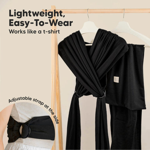 KeaBabies D-Lite Wrap Baby Carrier, Stone Gray, Ergonomic, Adjustable, Comfortable Infant Wrap, Newborn to Toddler, Hands-Free Babywearing