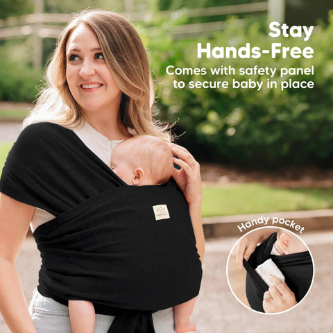 KeaBabies D-Lite Wrap Baby Carrier, Stone Gray, Ergonomic, Adjustable, Comfortable Infant Wrap, Newborn to Toddler, Hands-Free Babywearing