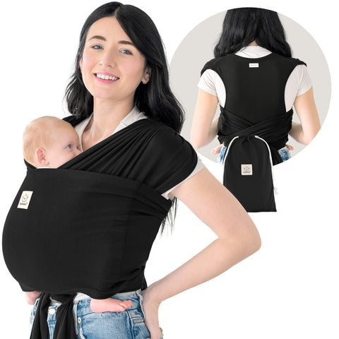 KeaBabies D-Lite Wrap Baby Carrier, Trendy Black, Ergonomic, Adjustable, Comfortable Infant Wrap, Newborn to Toddler, Hands-Free Babywearing
