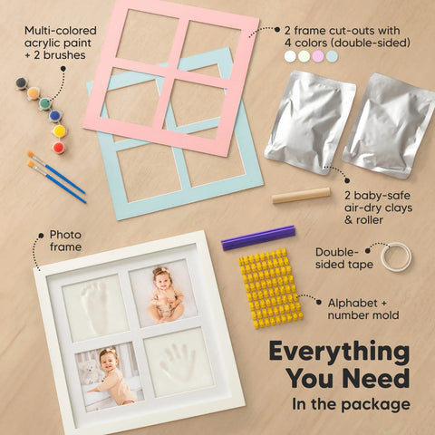 KeaBabies Ever Baby Hand & Footprint Keepsake Frame, Cloud Gray, Capture Baby’s Tiny Hands and Feet, Inkless, Durable Memory Frame, Perfect Newborn Gift, Cherish Precious Early Moments