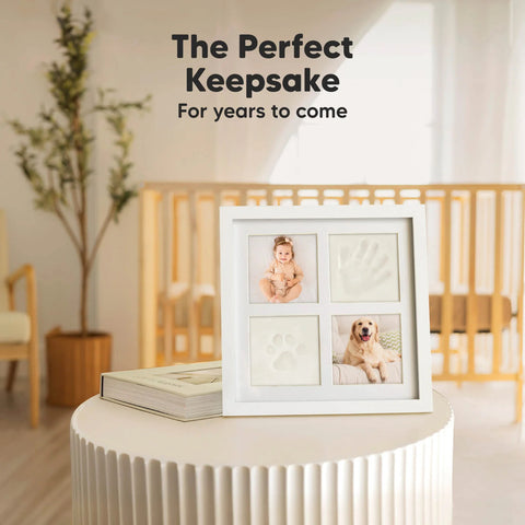 KeaBabies Ever Baby Hand & Footprint Keepsake Frame, Cloud Gray, Capture Baby’s Tiny Hands and Feet, Inkless, Durable Memory Frame, Perfect Newborn Gift, Cherish Precious Early Moments