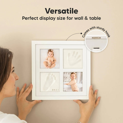 KeaBabies Ever Baby Hand & Footprint Keepsake Frame, Cloud Gray, Capture Baby’s Tiny Hands and Feet, Inkless, Durable Memory Frame, Perfect Newborn Gift, Cherish Precious Early Moments