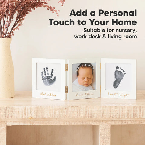 KeaBabies Fond Clean Touch Inkless Hand & Footprint Frame, Cloud Gray and Gold, Mess-Free Baby Imprint Kit, Safe Newborn Keepsake Frame, Nursery Decor Gift