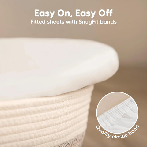 KeaBabies Isla Fitted Bassinet Sheets, 2-Pack Soft White, Ultra Soft Breathable Bassinet Sheet, Snug Fit Baby Mattress Cover, Newborn Sleep Essentials