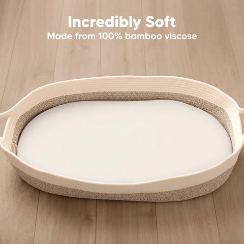KeaBabies Isla Fitted Bassinet Sheets, 2-Pack Soft White, Ultra Soft Breathable Bassinet Sheet, Snug Fit Baby Mattress Cover, Newborn Sleep Essentials