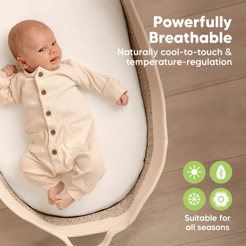 KeaBabies Isla Fitted Bassinet Sheets, 2-Pack Soft White, Ultra Soft Breathable Bassinet Sheet, Snug Fit Baby Mattress Cover, Newborn Sleep Essentials