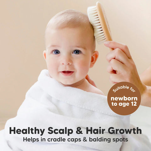 KeaBabies Baby Hair Brush and Comb Set, Soft Goat Bristle Brush for Newborns, Gentle Scalp Care & Cradle Cap Grooming Set, Golden Oak