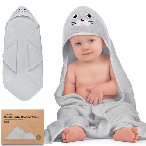 KeaBabies Cuddle Organic Bamboo Baby Hooded Towel, Ultra Soft Absorbent Bamboo Bath Towel for Newborns & Toddlers, Gentle on Sensitive Skin, Seal